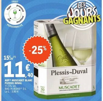 E.Leclerc AOP (3) MUSCADET BLANC PLESSIS DUVAL offre