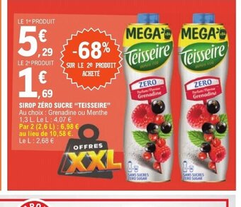 E.Leclerc SIROP ZÉRO SUCRE "TEISSEIRE" offre