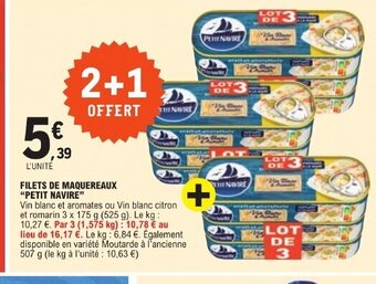 E.Leclerc FILETS DE MAQUEREAUX "PETIT NAVIRE" offre