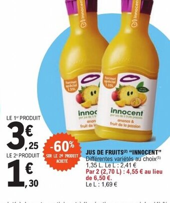 E.Leclerc JUS DE FRUITS (²) "INNOCENT" offre