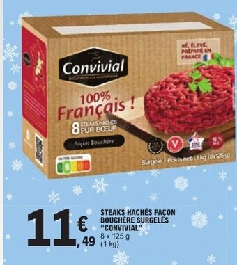 E.Leclerc STEAKS HACHÉS FAÇON BOUCHÈRE SURGELÉS "CONVIVIAL" offre