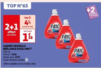 Auchan LIQUIDE VAISSELLE BRILLANCE EXCEL PAIC(¹) offre