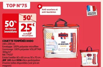 Auchan COUETTE TEMPÉRÉE DODO offre