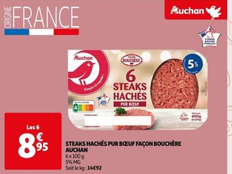 Auchan STEAKS HACHÉS PUR BŒUF FAÇON BOUCHÈRE AUCHAN offre