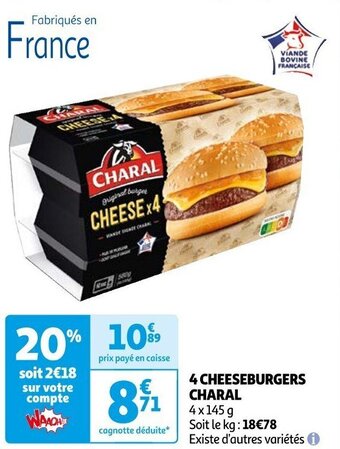 Auchan 4 CHEESEBURGERS CHARAL offre