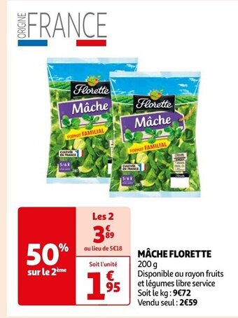 Auchan MÂCHE FLORETTE 200 g offre