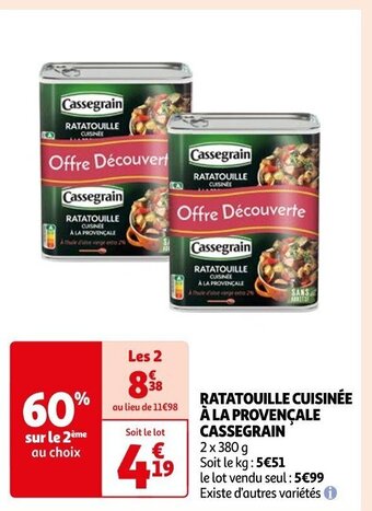 Auchan RATATOUILLE CUISINÉE À LA PROVENÇALE CASSEGRAIN offre
