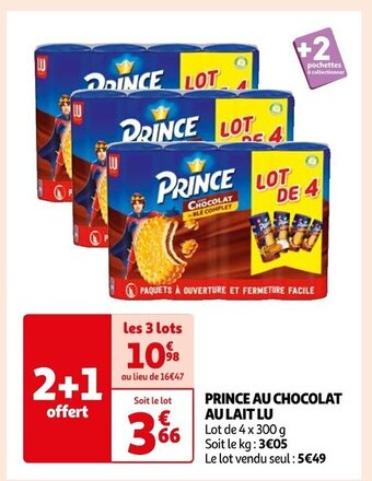 Auchan PRINCE AU CHOCOLAT AU LAIT LU offre