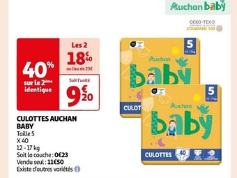 Auchan CULOTTES AUCHAN BABY offre