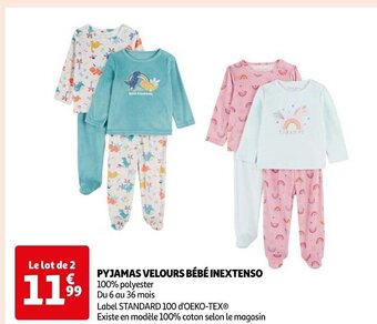 Auchan PYJAMAS VELOURS BÉBÉ INEXTENSO offre