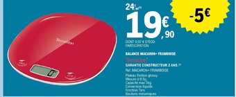 E.Leclerc BALANCE MACARON+ FRAMBOISE Terraillon offre