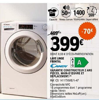 E.Leclerc LAVE LINGE FRONTAL CANDY offre
