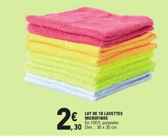 E.Leclerc LOT DE 10 LAVETTES MICROFIBRE offre