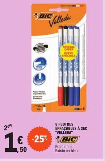 E.Leclerc 8 FEUTRES EFFAÇABLES À SEC "VELLEDA" offre
