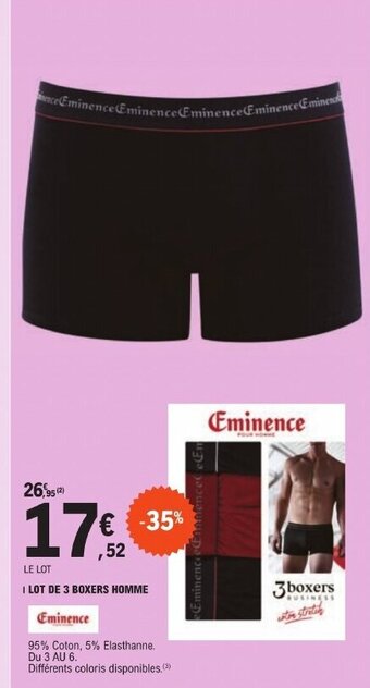 E.Leclerc LOT DE 3 BOXERS HOMME offre