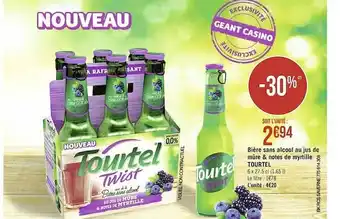 Géant Casino Bière Sans Alcool Au Jus De Mûre & Notes De Myrtille Tourtel offre