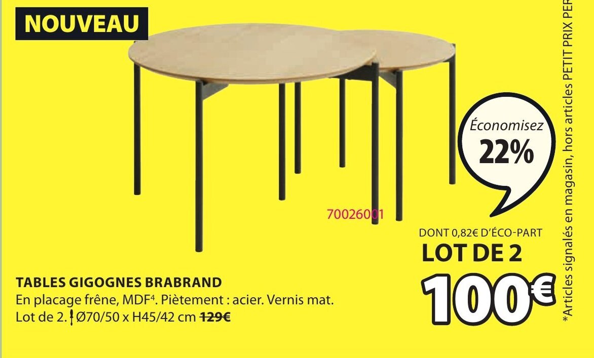 Promo Tables gigognes brabrand chez JYSK