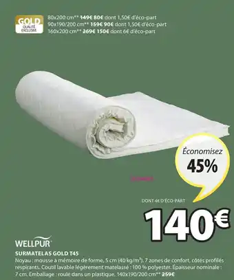 JYSK Surmatelas gold T45 offre