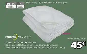 JYSK Couette synthétique ulvik offre
