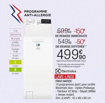 Extra Electrolux lave-linge offre