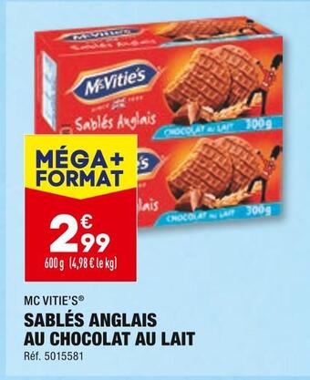 ALDI Mc vitie’s sablés anglais au chocolat au lait offre