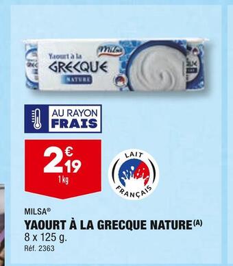ALDI Milsa yaourt à la grecque nature offre