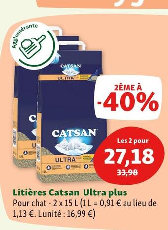 Maxi Zoo Catsan litières ultra plus offre