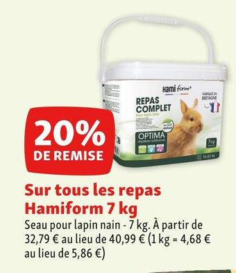 Maxi Zoo Hamiform 20% de remise sur tous les repas hamiform 7 kg offre