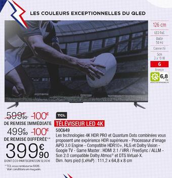 Extra Tcl téléviseur led 4k offre
