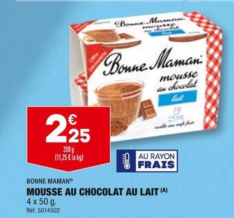 ALDI Bonne maman mousse au chocolat au lait offre