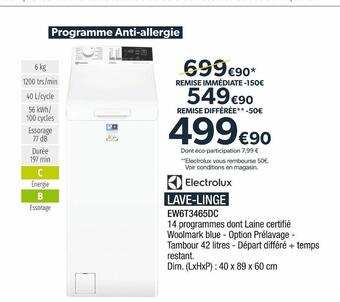 Proxi Confort Electrolux lave-linge offre