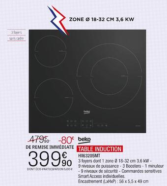 Extra Beko table induction offre