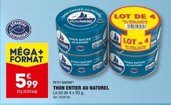 ALDI Petit navire thon entier au naturel offre