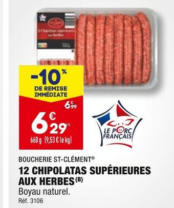 ALDI Boucherie st-clément 12 chipolatas supérieures aux herbes offre