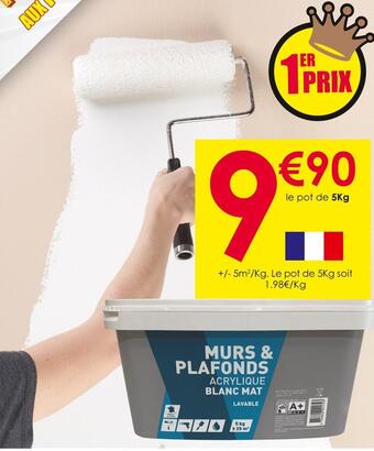 Décor Discount Peinture murs et plafonds blanc mat 5kg offre