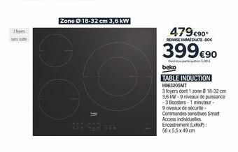 Proxi Confort Beko table induction offre