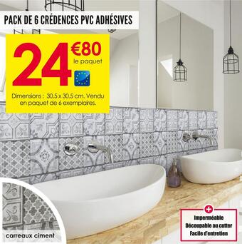 Décor Discount Pack de 6 crédences pvc adhésives offre