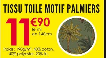 Décor Discount Tissu toile motif palmiers offre