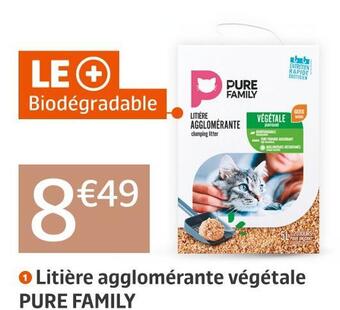 Jardiland Pure family litière agglomérante végétale offre