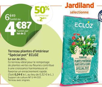 Jardiland Ecloz terreau plantes d'intérieur offre