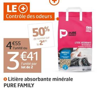 Jardiland Pure family litière absorbante minérale offre