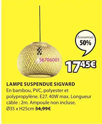 JYSK Lampe suspendue sigvard offre