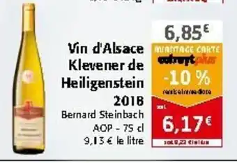 Colruyt Vin d'alsace klevener de heiligenstein 2018 offre