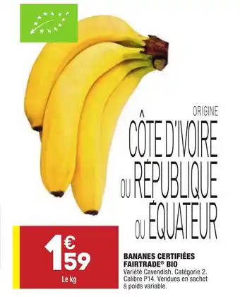 ALDI Bananes certifiées fairtrade bio offre