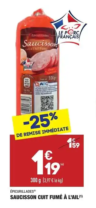 ALDI Saucisson cuit fumé à l'ail offre