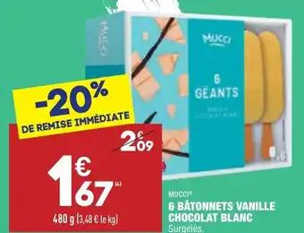 ALDI 6 Bâtonnets vanille chocolat blanc offre