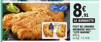 FILET DE LIMANDE MEUNIÈRE MSC(3)(10) "CITÉ MARINE" 800 g.