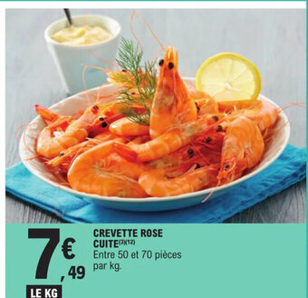 E.Leclerc CREVETTE ROSE €CUITE(3)(12) 49 par kg. offre