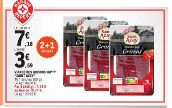 E.Leclerc VIANDE DES GRISONS IGP(3)(6) "SAINT AZAY" offre