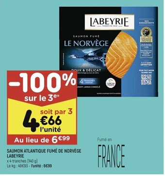 Leader Price SAUMON ATLANTIQUE FUMÉ DE NORVÈGE LABEYRIE offre
